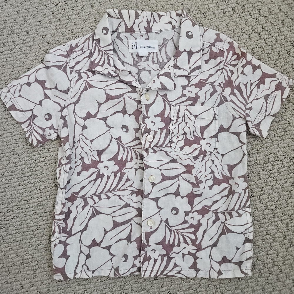 Baby Gap Size 2T Linen Floral Shirt